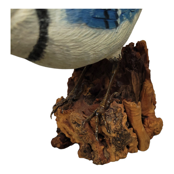 Blue Jay Original Hand Carved Wooden Bird Figurine Vintage Art Sculpture - Picture 5 of 10